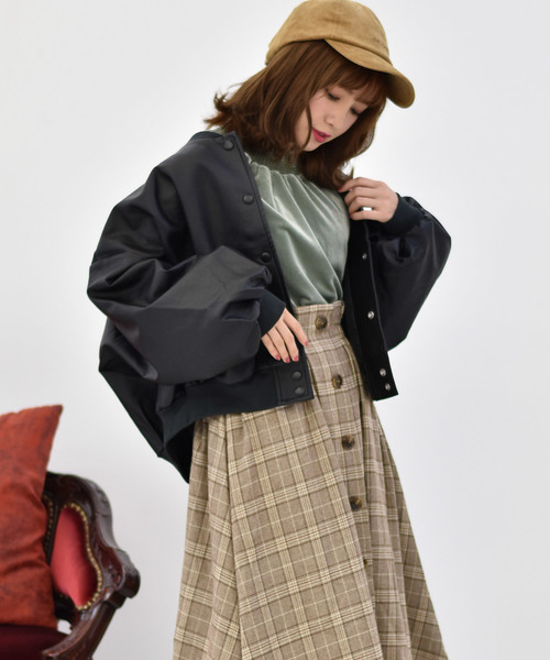 RETROGIRL(レトロガール)の「ドットボタンブルゾン(ブルゾン)」|ブラック
