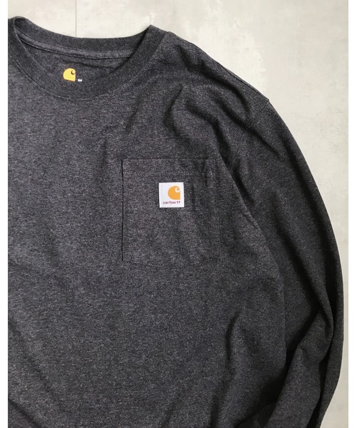 Carhartt（カーハート）の「Carhartt(カーハート) / K126 オーバーサイズ ポケット付き ロンT Long Sleeve Workwear Pocket T-Shirt カットソー USサイズ ロングスリーブTシャツ（Tシャツ/カットソー・メンズ・ヘザーチャコール/ワイン/ブラック/ネイビー/グレー・M/L/XL/XXL/S）」の4枚目の写真