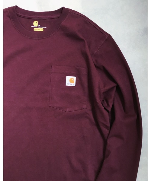 Carhartt（カーハート）の「Carhartt(カーハート) / K126 オーバーサイズ ポケット付き ロンT Long Sleeve Workwear Pocket T-Shirt カットソー USサイズ ロングスリーブTシャツ（Tシャツ/カットソー・メンズ・ヘザーチャコール/ワイン/ブラック/ネイビー/グレー・M/L/XL/XXL/S）」の5枚目の写真