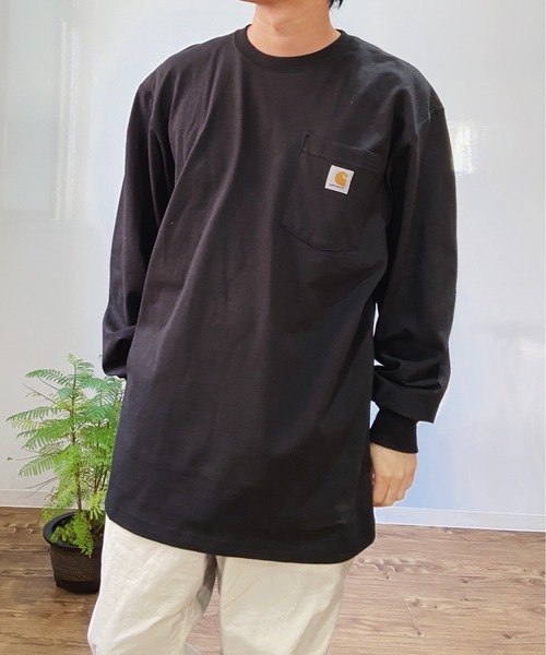 Carhartt（カーハート）の「Carhartt(カーハート) / K126 オーバーサイズ ポケット付き ロンT Long Sleeve Workwear Pocket T-Shirt カットソー USサイズ ロングスリーブTシャツ（Tシャツ/カットソー・メンズ・ヘザーチャコール/ワイン/ブラック/ネイビー/グレー・M/L/XL/XXL/S）」の8枚目の写真