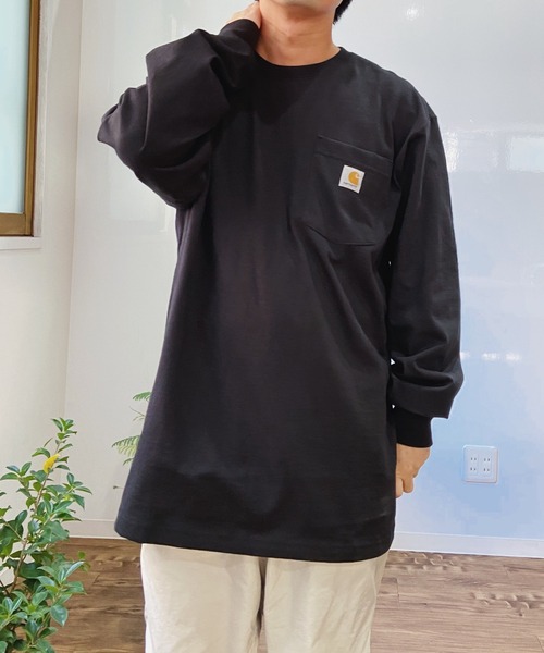 Carhartt（カーハート）の「Carhartt(カーハート) / K126 オーバーサイズ ポケット付き ロンT Long Sleeve Workwear Pocket T-Shirt カットソー USサイズ ロングスリーブTシャツ（Tシャツ/カットソー・メンズ・ヘザーチャコール/ワイン/ブラック/ネイビー/グレー・M/L/XL/XXL/S）」の11枚目の写真