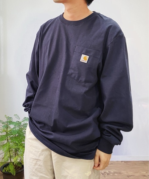 Carhartt（カーハート）の「Carhartt(カーハート) / K126 オーバーサイズ ポケット付き ロンT Long Sleeve Workwear Pocket T-Shirt カットソー USサイズ ロングスリーブTシャツ（Tシャツ/カットソー・メンズ・ヘザーチャコール/ワイン/ブラック/ネイビー/グレー・M/L/XL/XXL/S）」の13枚目の写真