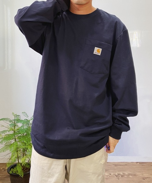 Carhartt（カーハート）の「Carhartt(カーハート) / K126 オーバーサイズ ポケット付き ロンT Long Sleeve Workwear Pocket T-Shirt カットソー USサイズ ロングスリーブTシャツ（Tシャツ/カットソー・メンズ・ヘザーチャコール/ワイン/ブラック/ネイビー/グレー・M/L/XL/XXL/S）」の14枚目の写真