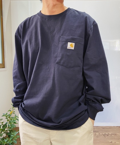 Carhartt（カーハート）の「Carhartt(カーハート) / K126 オーバーサイズ ポケット付き ロンT Long Sleeve Workwear Pocket T-Shirt カットソー USサイズ ロングスリーブTシャツ（Tシャツ/カットソー・メンズ・ヘザーチャコール/ワイン/ブラック/ネイビー/グレー・M/L/XL/XXL/S）」の12枚目の写真