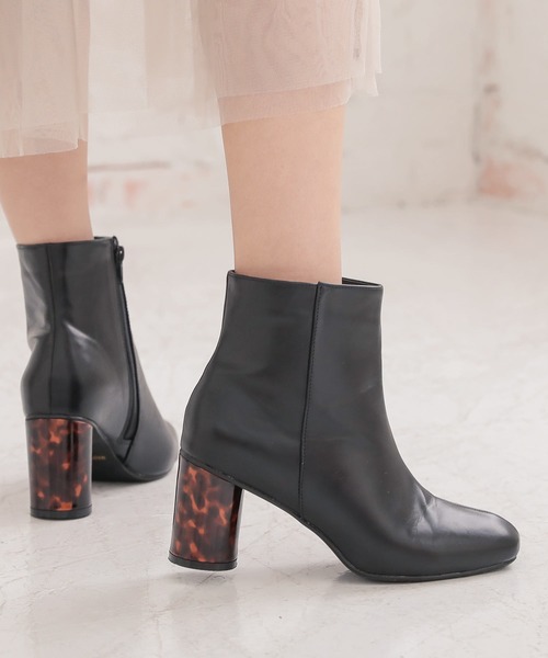 KOBE LETTUCE（コウベレタス）の「スクエアトゥサークルヒールショートブーツ（ブーツ・レディース・ブラック/モカ/ブラック系その他/キャメル・LL/M/L/S）」の3枚目の写真