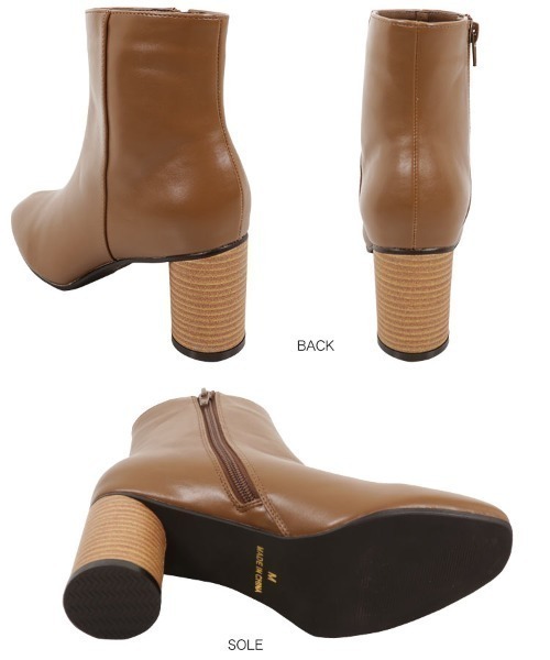 KOBE LETTUCE（コウベレタス）の「スクエアトゥサークルヒールショートブーツ（ブーツ・レディース・ブラック/モカ/ブラック系その他/キャメル・LL/M/L/S）」の6枚目の写真