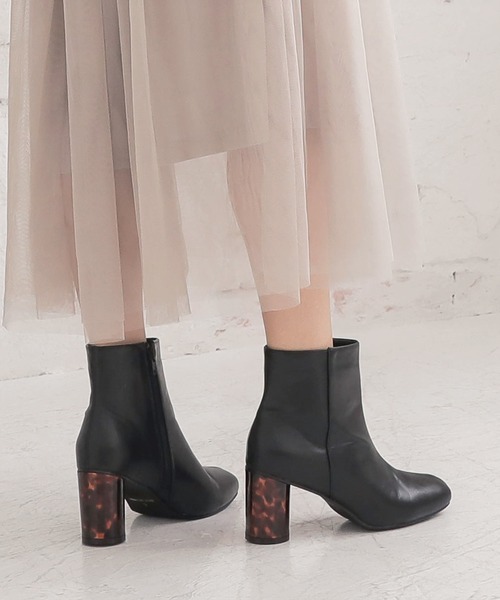 KOBE LETTUCE（コウベレタス）の「スクエアトゥサークルヒールショートブーツ（ブーツ・レディース・ブラック/モカ/ブラック系その他/キャメル・LL/M/L/S）」の5枚目の写真