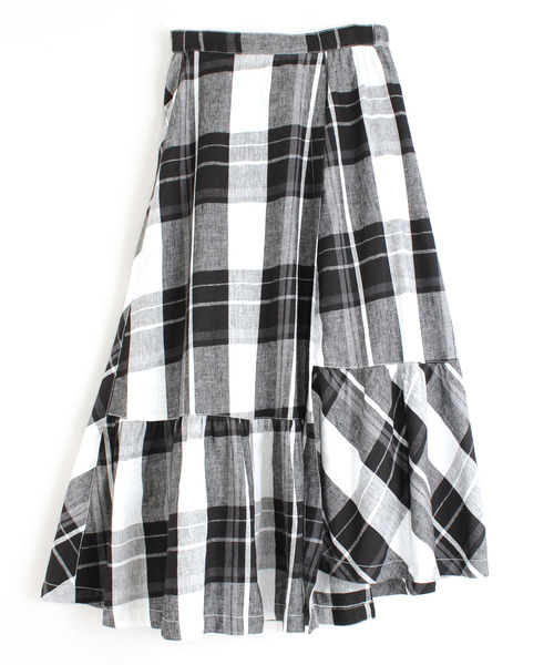 RNA（アールエヌエー）の「G0987 スプリングチェックギャザースカート（スカート・レディース・ブラック/ピンク/ブルー・MEDIUM）」の2枚目の写真