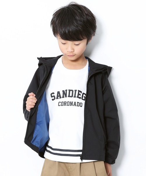 devirock（デビロック）の「ウインドブレーカー（ナイロンジャケット・キッズ・ブラック/ダークオリーブ/バイオレット/ダークベージュ/ダークオレンジ・150cm/160cm/120cm/130cm/140cm/110cm/100cm）」の2枚目の写真