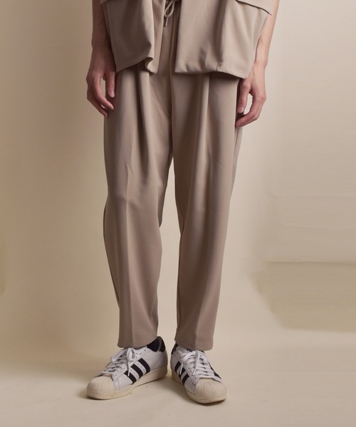 VIBGYOR（ヴィブジョー）の「VIBGYOR Select/梨地ジャージテーパード(BL)（スラックス・メンズ・ネイビー/ブラウン/ライトベージュ/ブラック/ミント/ブルー/グレイッシュベージュ・MEDIUM/LARGE）」の4枚目の写真