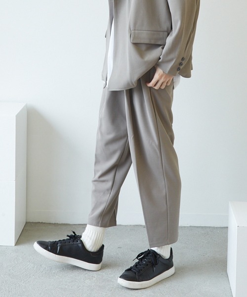 VIBGYOR（ヴィブジョー）の「VIBGYOR Select/梨地ジャージテーパード(BL)（スラックス・メンズ・ネイビー/ブラウン/ライトベージュ/ブラック/ミント/ブルー/グレイッシュベージュ・MEDIUM/LARGE）」の2枚目の写真