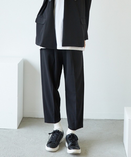 VIBGYOR（ヴィブジョー）の「VIBGYOR Select/梨地ジャージテーパード(BL)（スラックス・メンズ・ネイビー/ブラウン/ライトベージュ/ブラック/ミント/ブルー/グレイッシュベージュ・MEDIUM/LARGE）」の3枚目の写真