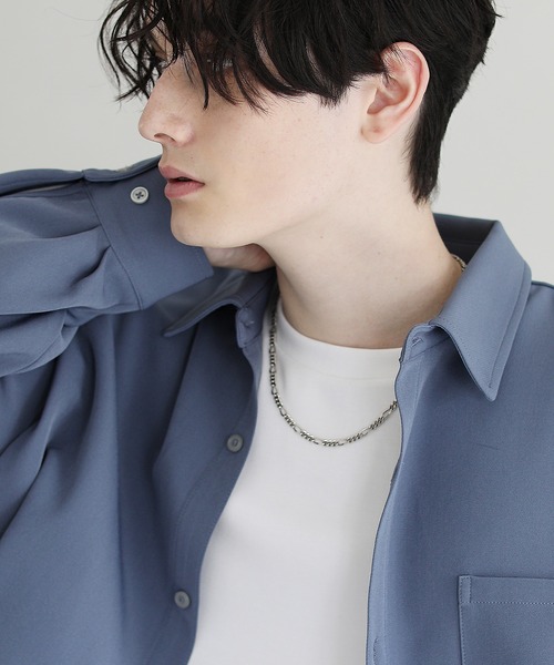 LILL(リル)の「【MADE IN JAPAN】 T字バーチェーンセミロングシルバーネックレス(ネックレス・メンズ・シルバー/ブラック・FREE)」の8枚目の写真