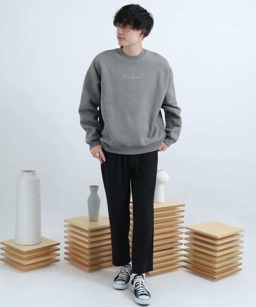 SENSE OF PLACE by URBAN RESEARCH（センスオブプレイスバイアーバンリサーチ）の「シシュウヘビーウエイトスウェットシャツ（スウェット・メンズ・チャコールグレー/ブルー/アイボリー/ミント/ベージュ・LARGE/MEDIUM）」の20枚目の写真