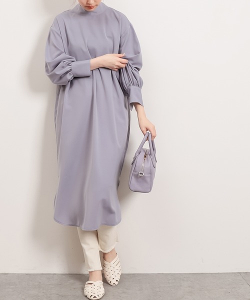 natural couture(ナチュラルクチュール)の「クラシカルボウタイワンピース(ワンピース・レディース・ブルー系その他/その他1/オフホワイト/ライトベージュ・FREE)」の3枚目の写真