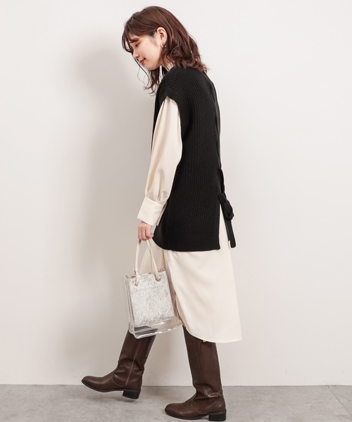 natural couture(ナチュラルクチュール)の「クラシカルボウタイワンピース(ワンピース・レディース・ブルー系その他/その他1/オフホワイト/ライトベージュ・FREE)」の10枚目の写真