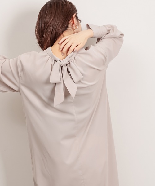 natural couture(ナチュラルクチュール)の「クラシカルボウタイワンピース(ワンピース・レディース・ブルー系その他/その他1/オフホワイト/ライトベージュ・FREE)」の12枚目の写真
