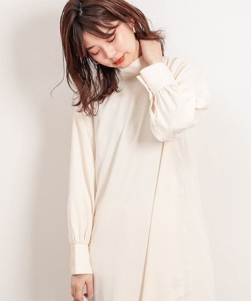 natural couture(ナチュラルクチュール)の「クラシカルボウタイワンピース(ワンピース・レディース・ブルー系その他/その他1/オフホワイト/ライトベージュ・FREE)」の5枚目の写真