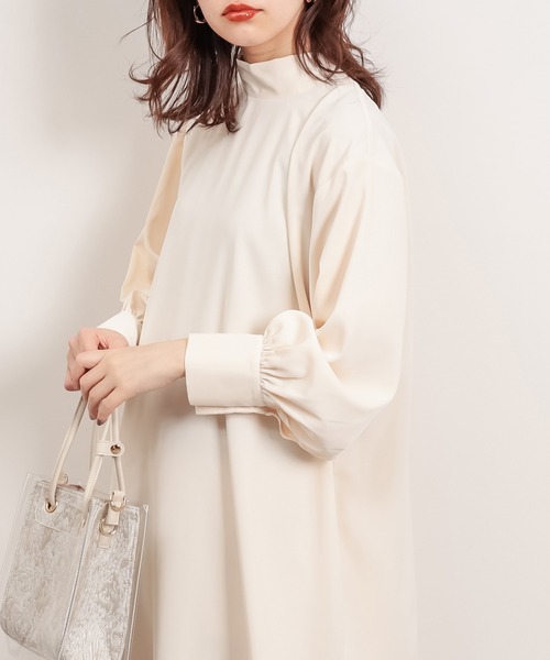 natural couture(ナチュラルクチュール)の「クラシカルボウタイワンピース(ワンピース・レディース・ブルー系その他/その他1/オフホワイト/ライトベージュ・FREE)」の6枚目の写真