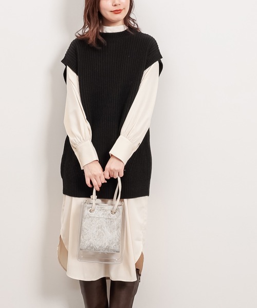 natural couture(ナチュラルクチュール)の「クラシカルボウタイワンピース(ワンピース・レディース・ブルー系その他/その他1/オフホワイト/ライトベージュ・FREE)」の9枚目の写真