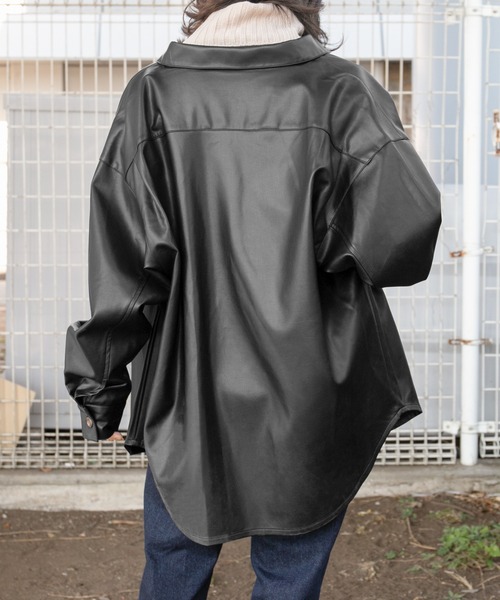 PairPair（ペアペア）の「CPOフェイクレザーシャツ(ユニセックス)（シャツ/ブラウス・メンズ・ブラック/アイボリー・FREE）」の22枚目の写真