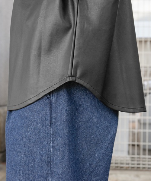 PairPair（ペアペア）の「CPOフェイクレザーシャツ(ユニセックス)（シャツ/ブラウス・メンズ・ブラック/アイボリー・FREE）」の18枚目の写真