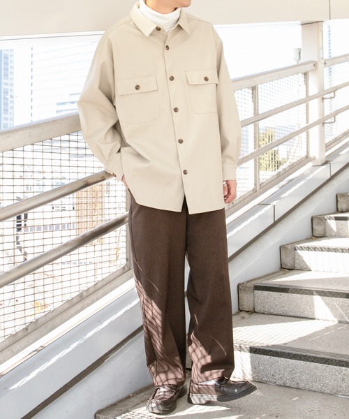 PairPair（ペアペア）の「CPOフェイクレザーシャツ(ユニセックス)（シャツ/ブラウス・メンズ・ブラック/アイボリー・FREE）」の10枚目の写真