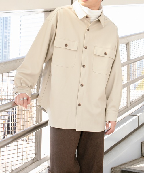 PairPair（ペアペア）の「CPOフェイクレザーシャツ(ユニセックス)（シャツ/ブラウス・メンズ・ブラック/アイボリー・FREE）」の12枚目の写真