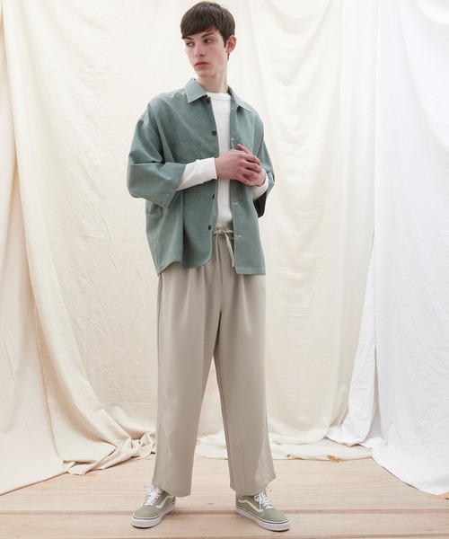 EMMA CLOTHES(エマクローズ)の「テックリネン ワイドシルエットダーツタックバルーンパンツ EMMA CLOTHES(その他パンツ・メンズ・ネイビー/パープル系その他/ベージュ/ブルー系その他/ホワイト/グレー系その他/ブラック/オリーブ・M/L/S)」の15枚目の写真