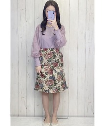 袖チュールトップス