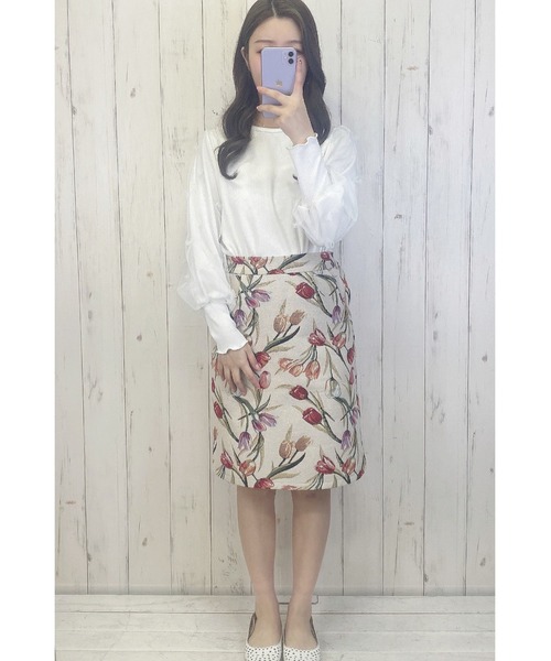 Hamble by Par Avion（ハンブルバイパラビオン）の「袖チュールトップス（Tシャツ/カットソー・レディース・オフホワイト/ラベンダー・ONESIZE）」の7枚目の写真