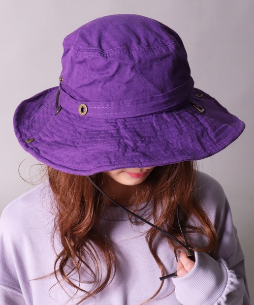 BAYBLO（ベイブロ）の「(CR)【ユニセックス】WASHED/ウォッシュド コットン アドベンチャーハット（ハット・レディース・ブラック/パープル/ネイビー/レッド/ピンク/ターコイズブルー/オレンジ/グリーン/アイボリー/マスタード・ONE SIZE）」の7枚目の写真