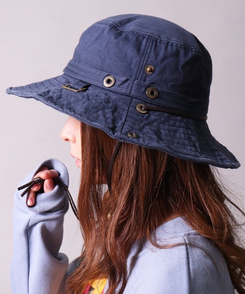 BAYBLO（ベイブロ）の「(CR)【ユニセックス】WASHED/ウォッシュド コットン アドベンチャーハット（ハット・レディース・ブラック/パープル/ネイビー/レッド/ピンク/ターコイズブルー/オレンジ/グリーン/アイボリー/マスタード・ONE SIZE）」の5枚目の写真