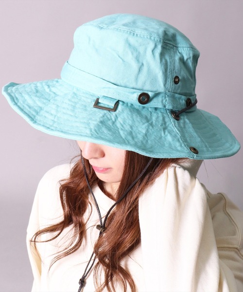 BAYBLO（ベイブロ）の「(CR)【ユニセックス】WASHED/ウォッシュド コットン アドベンチャーハット（ハット・レディース・ブラック/パープル/ネイビー/レッド/ピンク/ターコイズブルー/オレンジ/グリーン/アイボリー/マスタード・ONE SIZE）」の6枚目の写真