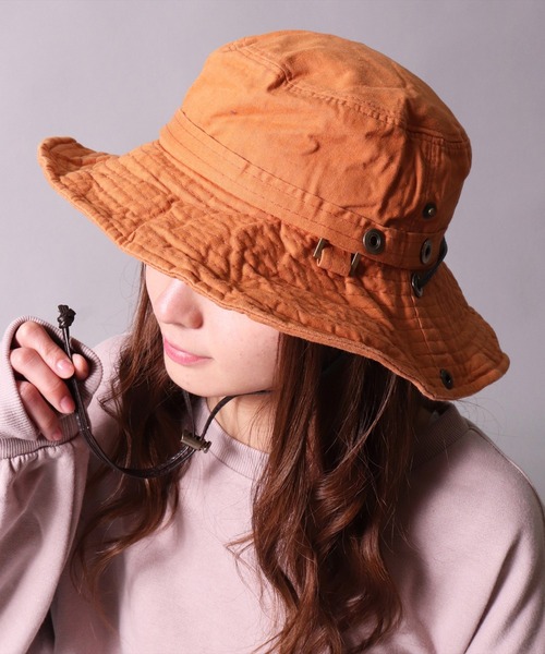 BAYBLO（ベイブロ）の「(CR)【ユニセックス】WASHED/ウォッシュド コットン アドベンチャーハット（ハット・レディース・ブラック/パープル/ネイビー/レッド/ピンク/ターコイズブルー/オレンジ/グリーン/アイボリー/マスタード・ONE SIZE）」の10枚目の写真