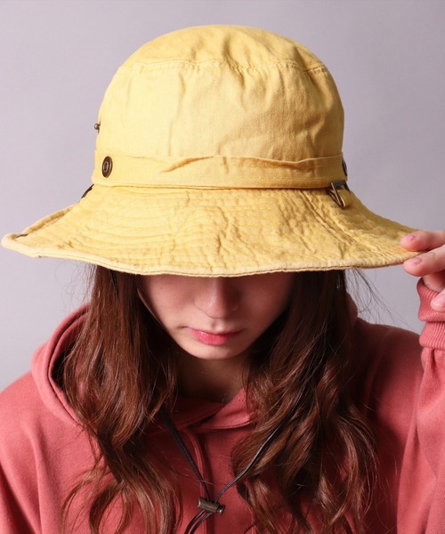 BAYBLO（ベイブロ）の「(CR)【ユニセックス】WASHED/ウォッシュド コットン アドベンチャーハット（ハット・レディース・ブラック/パープル/ネイビー/レッド/ピンク/ターコイズブルー/オレンジ/グリーン/アイボリー/マスタード・ONE SIZE）」の8枚目の写真