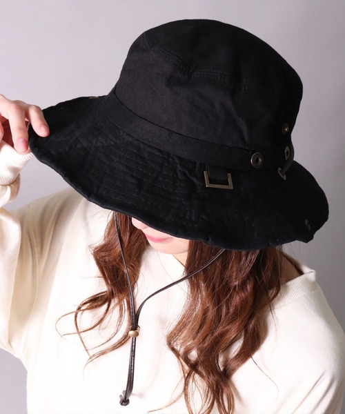 BAYBLO（ベイブロ）の「(CR)【ユニセックス】WASHED/ウォッシュド コットン アドベンチャーハット（ハット・レディース・ブラック/パープル/ネイビー/レッド/ピンク/ターコイズブルー/オレンジ/グリーン/アイボリー/マスタード・ONE SIZE）」の3枚目の写真