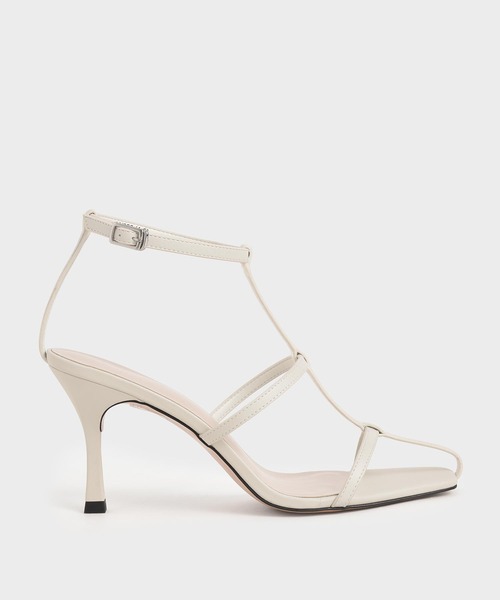 CHARLES & KEITH(チャールズ & キース)の「ケイジド ストラッピーヒールサンダル / Caged Strappy Heeled Sandals(パンプス・レディース・ブラック/ホワイト/ブルー・22.5cm/25.5cm/25cm/23.5cm/23cm/24.5cm)」の2枚目の写真