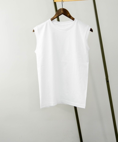 NYLAUS（ナイラス）の「ヘビーウェイト ノースリーブ Tシャツ（Tシャツ/カットソー・レディース・ホワイト/ブラック・M）」の2枚目の写真