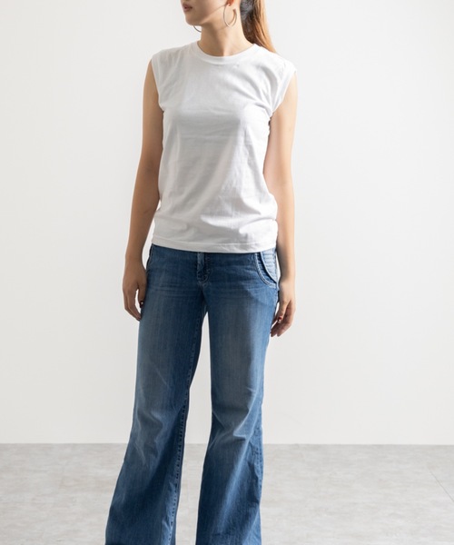 NYLAUS（ナイラス）の「ヘビーウェイト ノースリーブ Tシャツ（Tシャツ/カットソー・レディース・ホワイト/ブラック・M）」の12枚目の写真