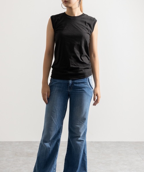 NYLAUS（ナイラス）の「ヘビーウェイト ノースリーブ Tシャツ（Tシャツ/カットソー・レディース・ホワイト/ブラック・M）」の15枚目の写真