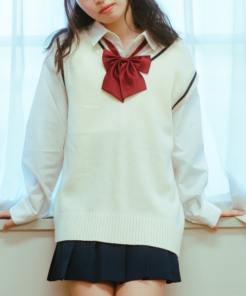 WEGO（ウィゴー）の「WEGO/ニットベスト（ベスト・レディース・ベージュ/ネイビー/オフホワイト/杢グレー・FREE）」の2枚目の写真