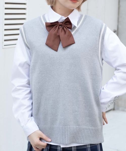 WEGO（ウィゴー）の「WEGO/ニットベスト（ベスト・レディース・ベージュ/ネイビー/オフホワイト/杢グレー・FREE）」の9枚目の写真