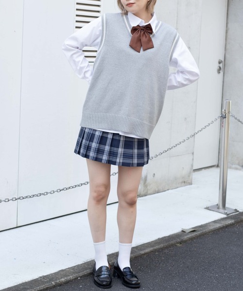 WEGO（ウィゴー）の「WEGO/ニットベスト（ベスト・レディース・ベージュ/ネイビー/オフホワイト/杢グレー・FREE）」の12枚目の写真