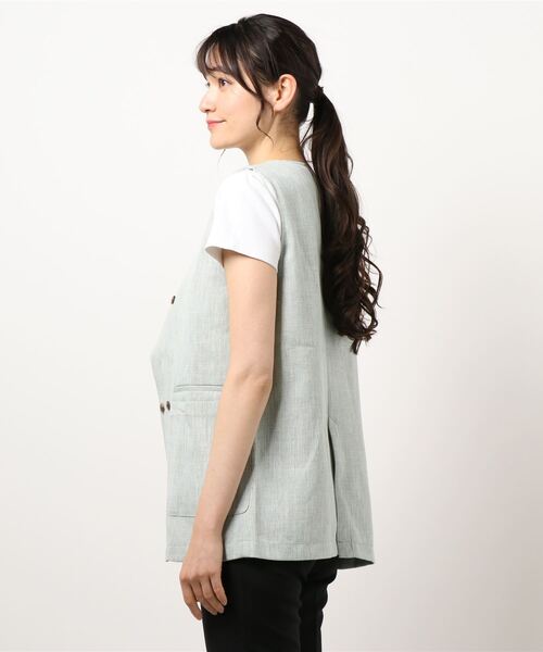 cepo（セポ）の「ツイードリネンライクベスト（ベスト・レディース・ブルー/ベージュ・M）」の5枚目の写真