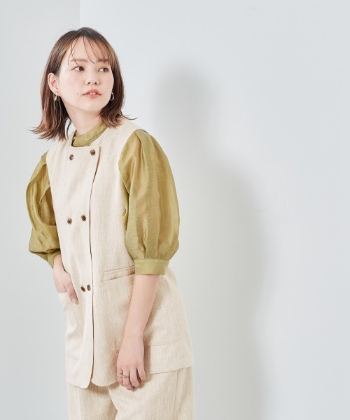 cepo（セポ）の「ツイードリネンライクベスト（ベスト・レディース・ブルー/ベージュ・M）」の6枚目の写真