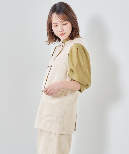cepo（セポ）の「ツイードリネンライクベスト（ベスト・レディース・ブルー/ベージュ・M）」の7枚目の写真