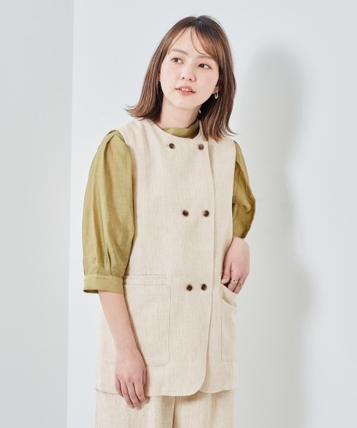 cepo（セポ）の「ツイードリネンライクベスト（ベスト・レディース・ブルー/ベージュ・M）」の9枚目の写真