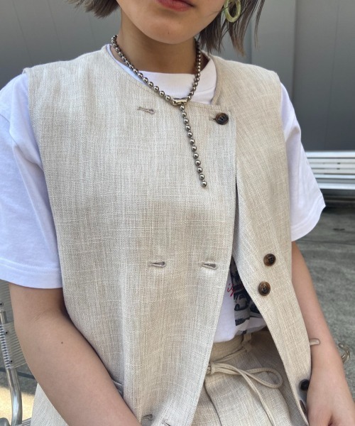 cepo（セポ）の「ツイードリネンライクベスト（ベスト・レディース・ブルー/ベージュ・M）」の19枚目の写真