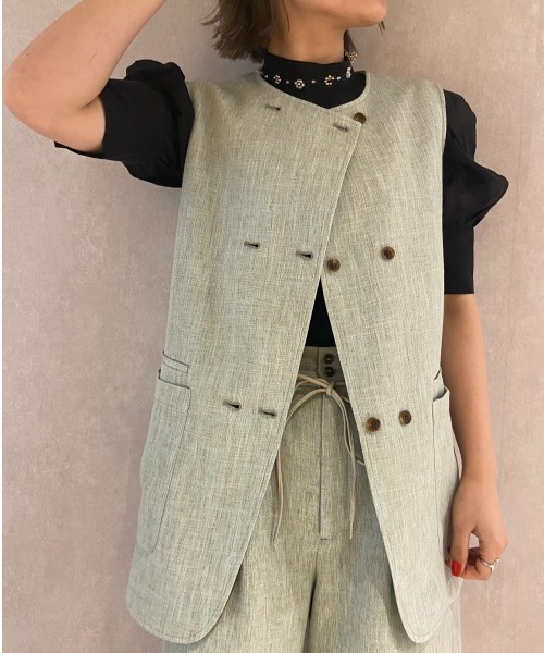 cepo（セポ）の「ツイードリネンライクベスト（ベスト・レディース・ブルー/ベージュ・M）」の20枚目の写真